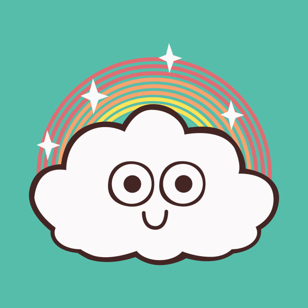 cute rainbow cloud doodle drawing by teemarket