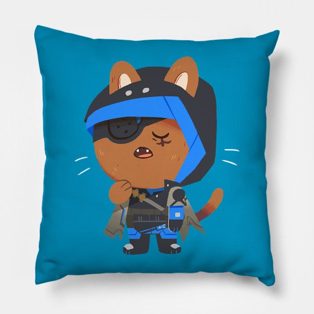 Meowverwatch - Walk it off Pillow by giraffalope