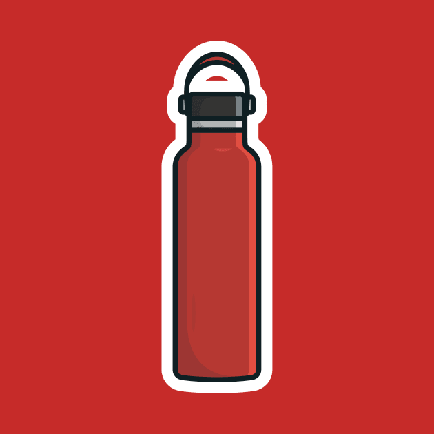 Water Bottle with Carry Strap Sticker vector illustration. Drink object icon concept. Sport and Gym drinking water bottle sticker vector design with shadow. by AlviStudio