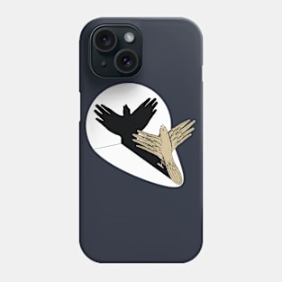 Bird playing with shadow Phone Case