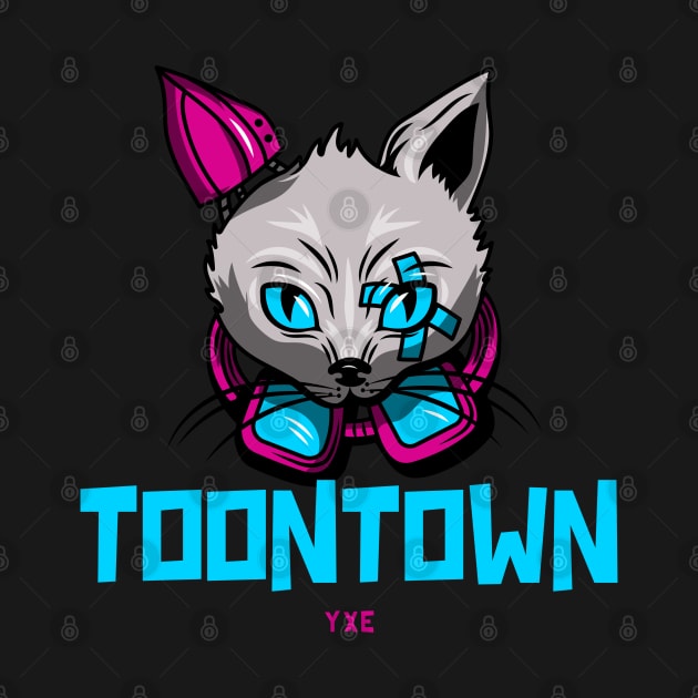 Cyberpunk Feline Fusion Town town YXE Logo Design by Stooned in Stoon