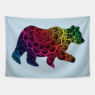 Rainbow Mandala Pride Bear Tapestry