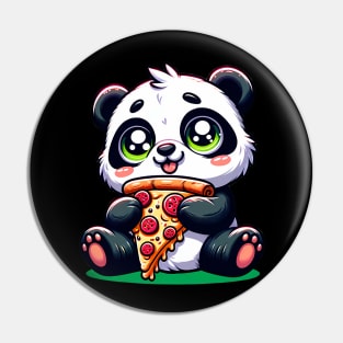 Cute Panda Bear Eating Pizza Pin