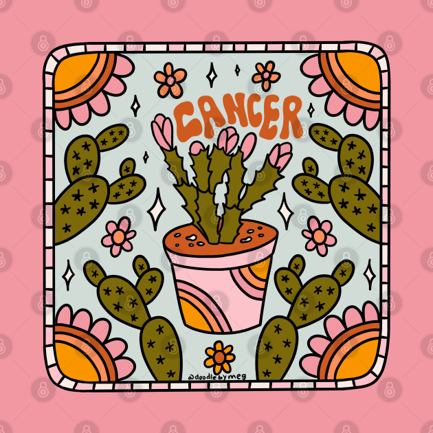 Cancer Zodiac Cactus by Doodle by Meg