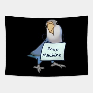 Grey Blue Lovebird - Poop Machine Tapestry