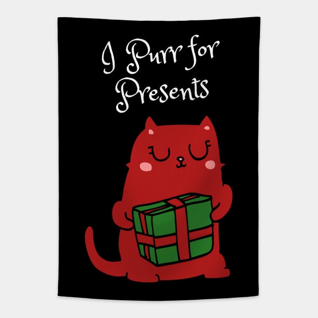 Funny Christmas I PURR FOR PRESENTS for Cat Lovers Tapestry by Dibble Dabble Designs