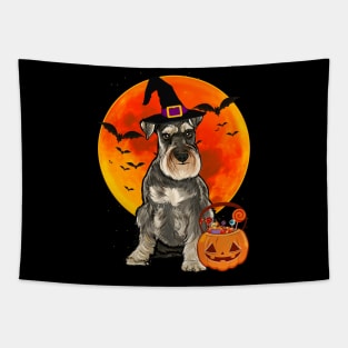 Dog Halloween Miniature Schnauzer Jack O Lantern Pumpkin Tapestry