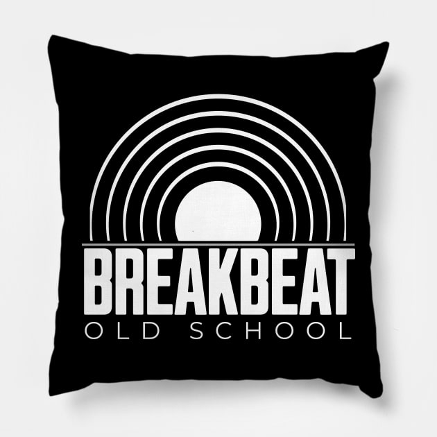 BREAKBEAT  - Old School Records (White) Pillow by DISCOTHREADZ 