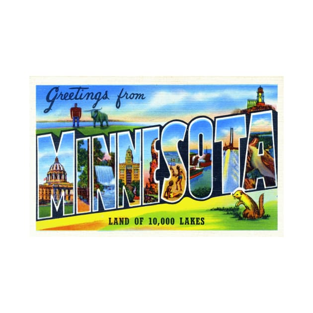 Greetings from Minnesota - Vintage Large Letter Postcard by Naves