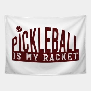 Funny Pickleball Pun Pickleball Is My Racket Red Tapestry