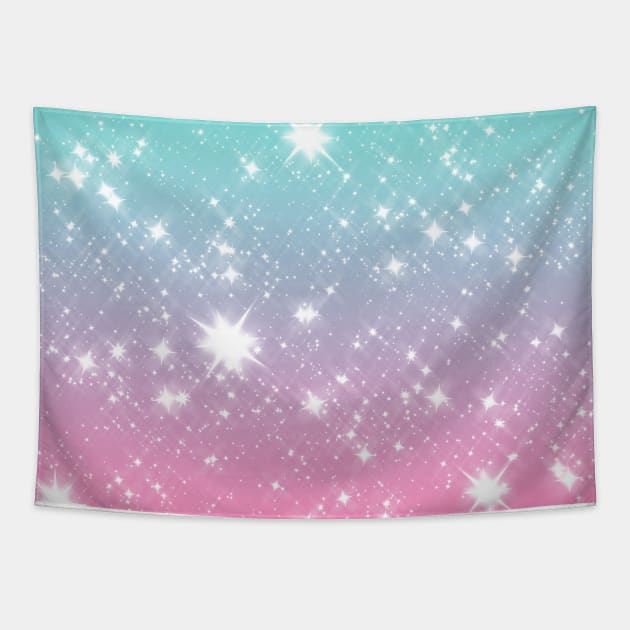 Pink Blue Ombre Sparkles Tapestry by saradaboru