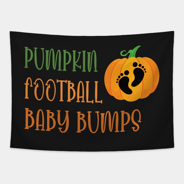 Pumpkin Football Baby Bumps / Football Pregnancy Announcement / Cute Halloween Pumpkin Gift New For Mom Tapestry by WassilArt