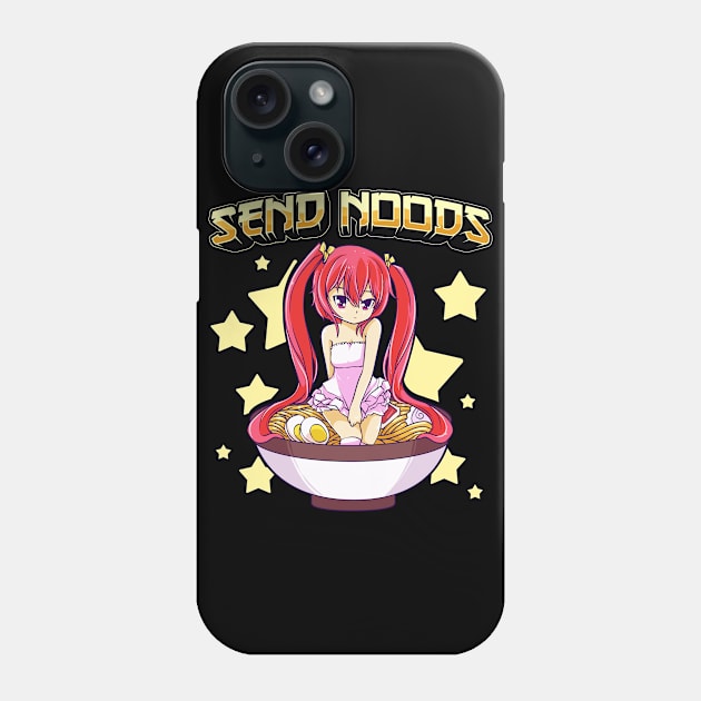 Send Noods Cute Anime Girl inside a Ramen Bowl Phone Case by creative