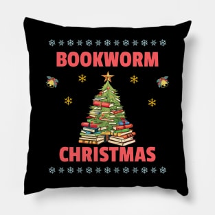 Bookworm Christmas Tree books Pillow