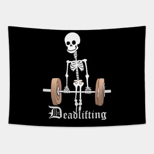 Skeleton Lifting Weights Funny Deadlifting Tapestry