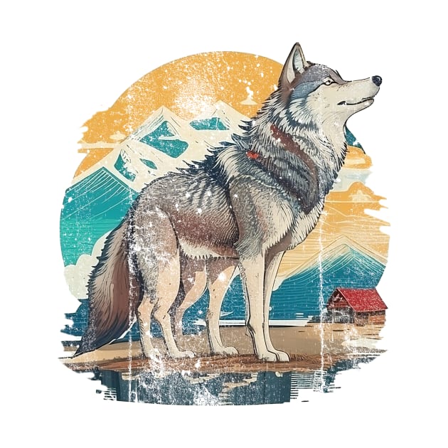 Vintage Wolf Art by GraceArtt