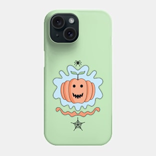 Cute Cartoon Halloween Pumpkin with spider and spider web Phone Case