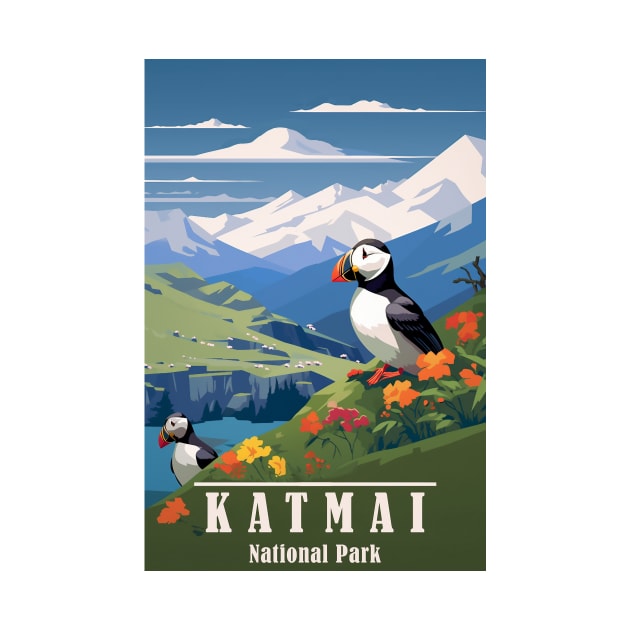 Katmai National Park Travel Poster by GreenMary Design