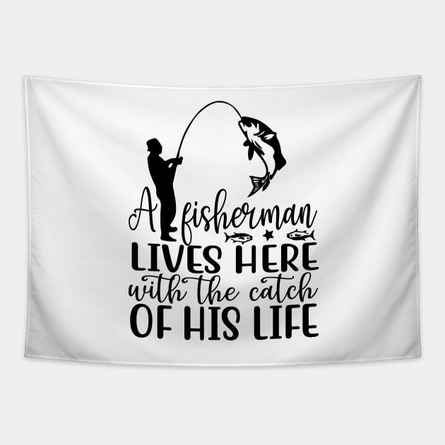 Wishing I Was Fishing - Less Talk More Fishing - Gift For Fishing Lovers, Fisherman - Black And White Simple Font Tapestry by Famgift