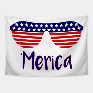 Merica american flag sunglasses 4th of july t-shirt Tapestry