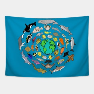 World Oceans Day Sea Life Tapestry