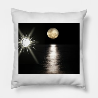 The sun with the moon on the surface of the sea Pillow
