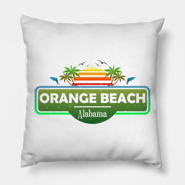 Orange Beach Alabama, Palm Trees Sunset Summer Pillow by Jahmar Anderson