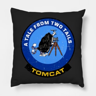 F-14 Tomcat - A Tale From Two Tails... - Blue Grunge Style Pillow