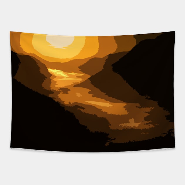 Abstract High Contrast Sunset Tapestry by AbstractIdeas