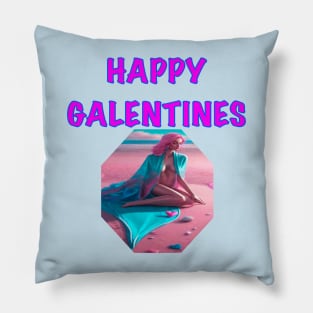 Galentines day beach girl Pillow