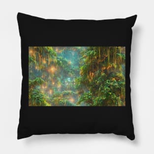 Seamless Jungle Plants Texture Patterns II Pillow