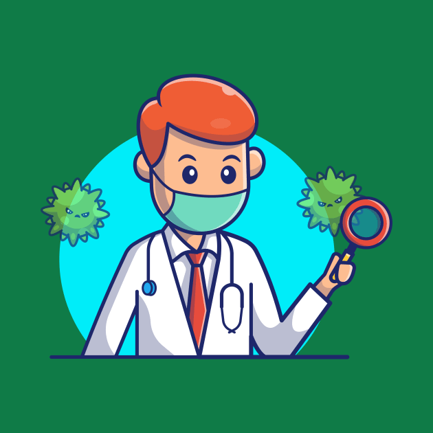 Doctor Searching for Virus Cartoon by Catalyst Labs