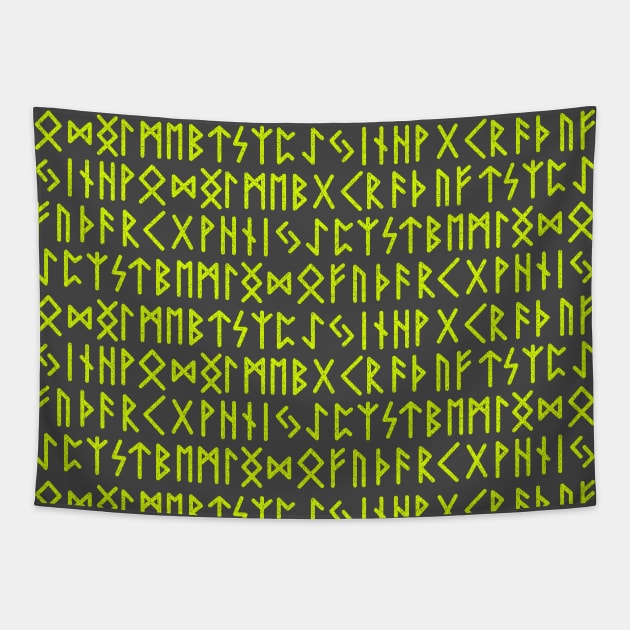 Green nordic runes pattern Tapestry by Drumsartco