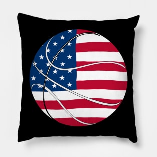 This is a USA basketball designed in United States flag colors Pillow