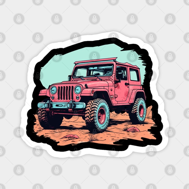 Pink Jeep Girls Magnet by vesyal