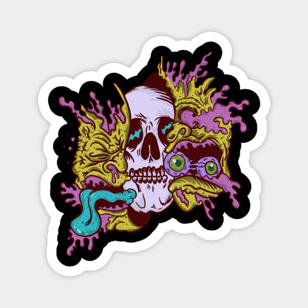 Zombie Head Skeleton Magnet by Mrkedi