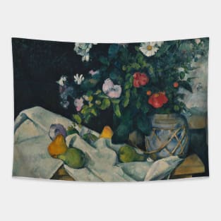 Still Life with Flowers and Fruit by Paul Cezanne Tapestry