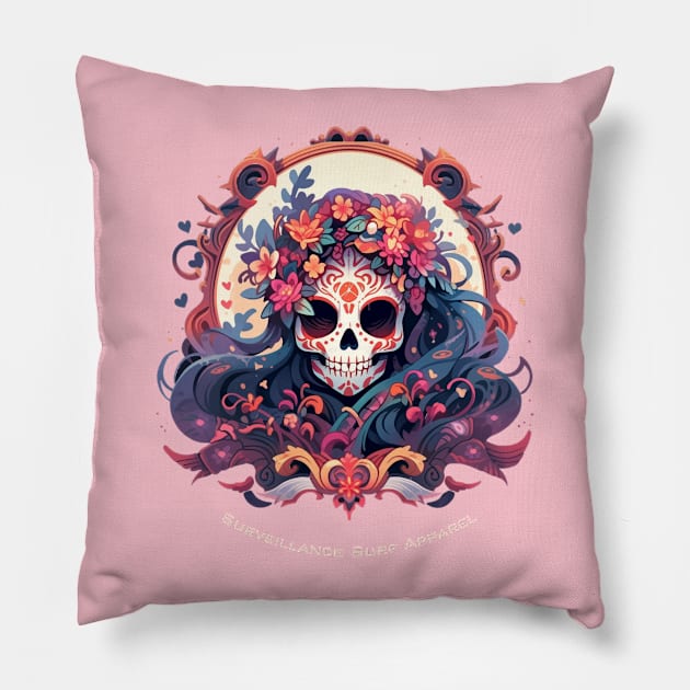 Senorita Sugar Skull Pillow by Surveillance Surf Apparel