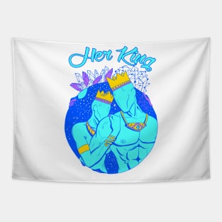 King and Queen Of The Stars - Neon Blue Her King Tapestry
