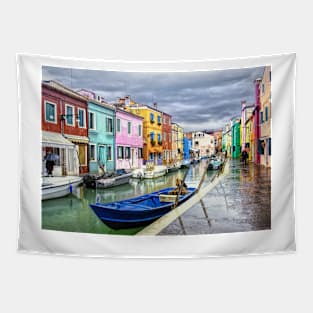 Burano in the rain Tapestry