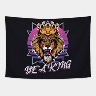 Be a King Lion Head retro Synthwave Style Tapestry