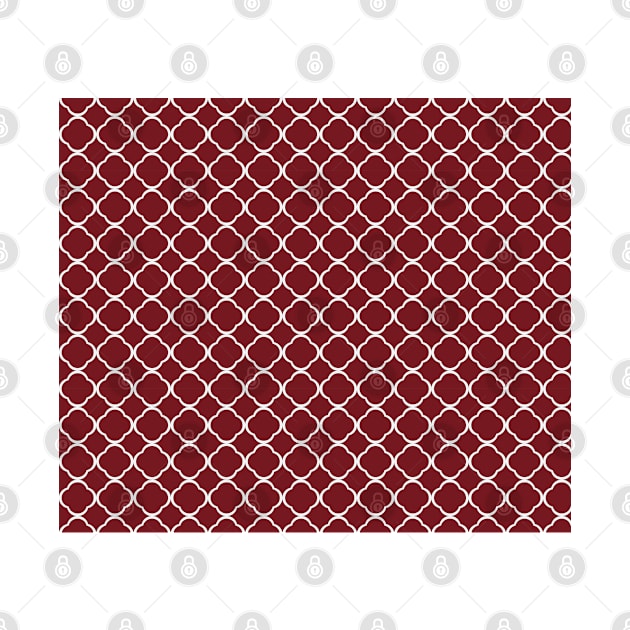 Geometric quatrefoil pattern in wine and white color by artBIU