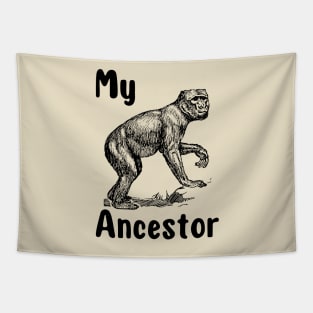 My Monkey Ancestor | A Humorous and Endearing Illustration of a Primate Tapestry