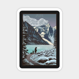 Retro Lake Louise Travel Poster Magnet