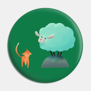 Lamb Sheep meets Kitty Cat: An Unexpected Friendship Pin