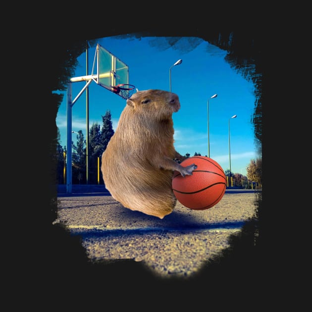 Capybara Playing Basketball by Random Galaxy