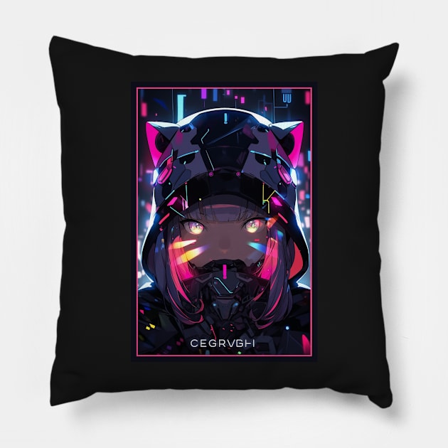 Anime Cat Girl | Quality Anime Design | Chibi Cat Girl Miaw | Manga Anime Art Pillow by AlNoah