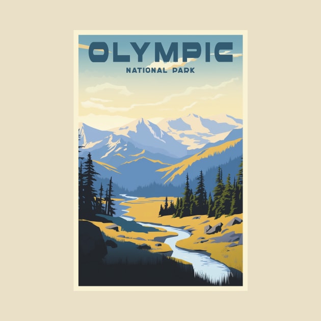 Olympic National Park Travel Poster by GreenMary Design