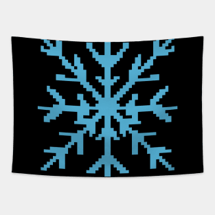 Blue snowflake pixel art Tapestry