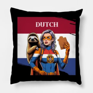 Dutch: 80's Female Comic Book Hero with Sloth Pillow